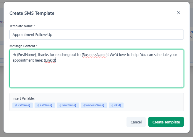 GravMagnet SMS template management