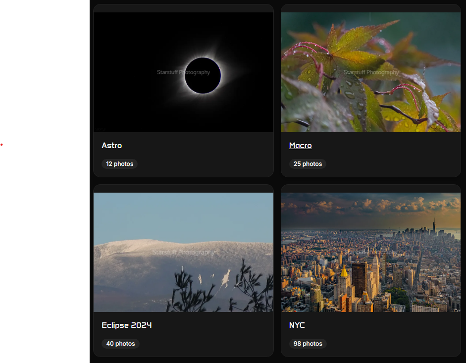 StarStuff Photos gallery with lightbox viewing